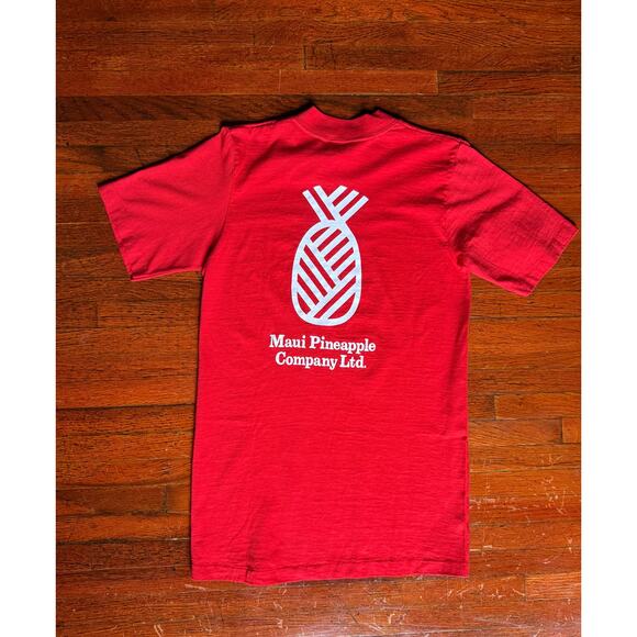 Vintage Other - Vintage 80s Single Stitch Red White Maui Pineapple Cotton Hawaiian T Shirt Small